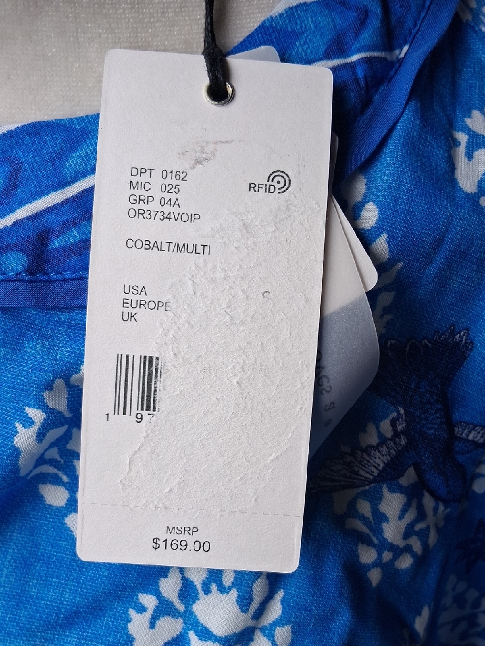 A Loves A Maxi Dress Border Print Mandarin Collar White & Blue S Crocodrile - Picture 9 of 9